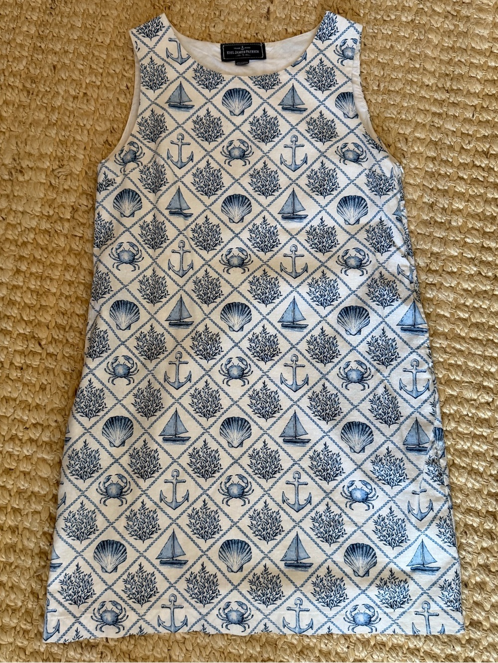 Kiel James Patrick White and Navy Nautical Print Shift Dress